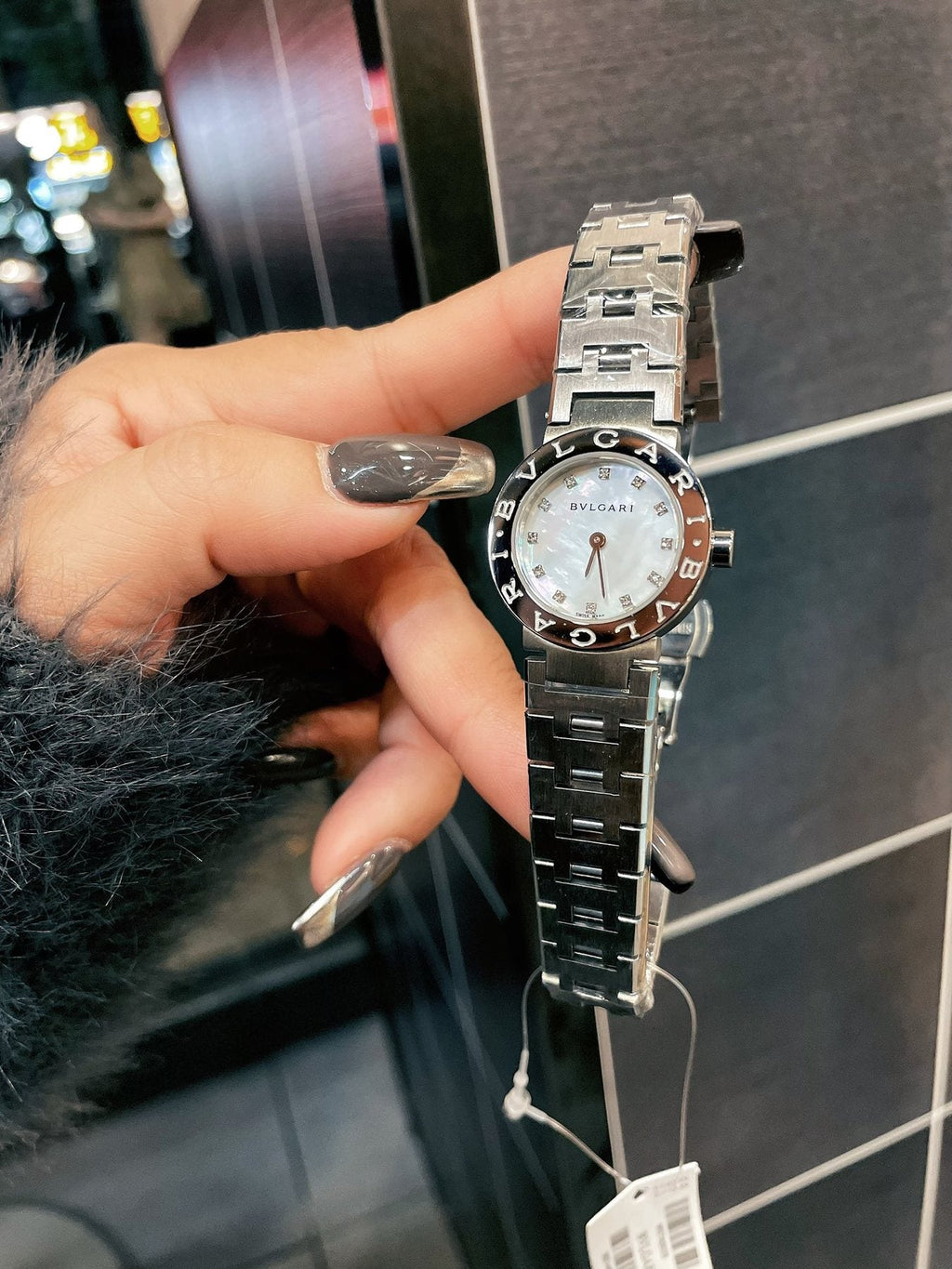Bulgari White Dial Silver Bracelet Watch — front