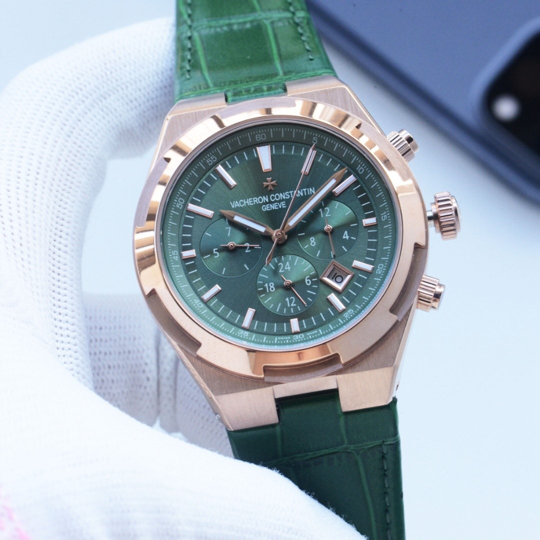 Vacheron Constantin Rose Gold Green Dial Strap Watch — hero