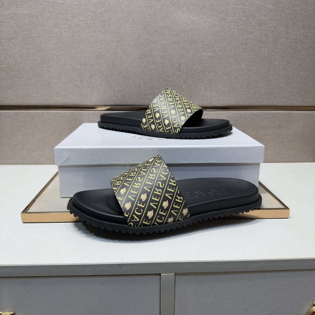 Versace Patterned Strap Slide Sandals — hero