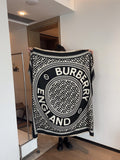 Burberry Black & Ivory Logo Square Scarf — hero