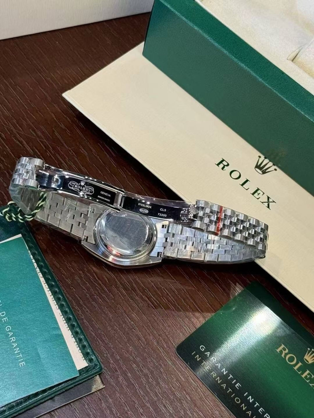 Rolex Pink Dial Bracelet Watch — back