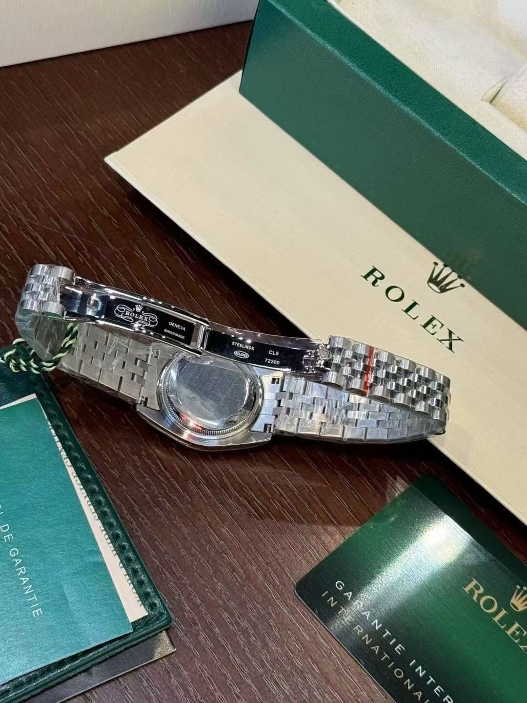 Rolex Pink Dial Bracelet Watch — back