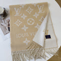 Louis Vuitton Beige & White Fringed Scarf — hero