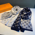 Louis Vuitton Navy and Gray Monogram Knit Scarf — hero