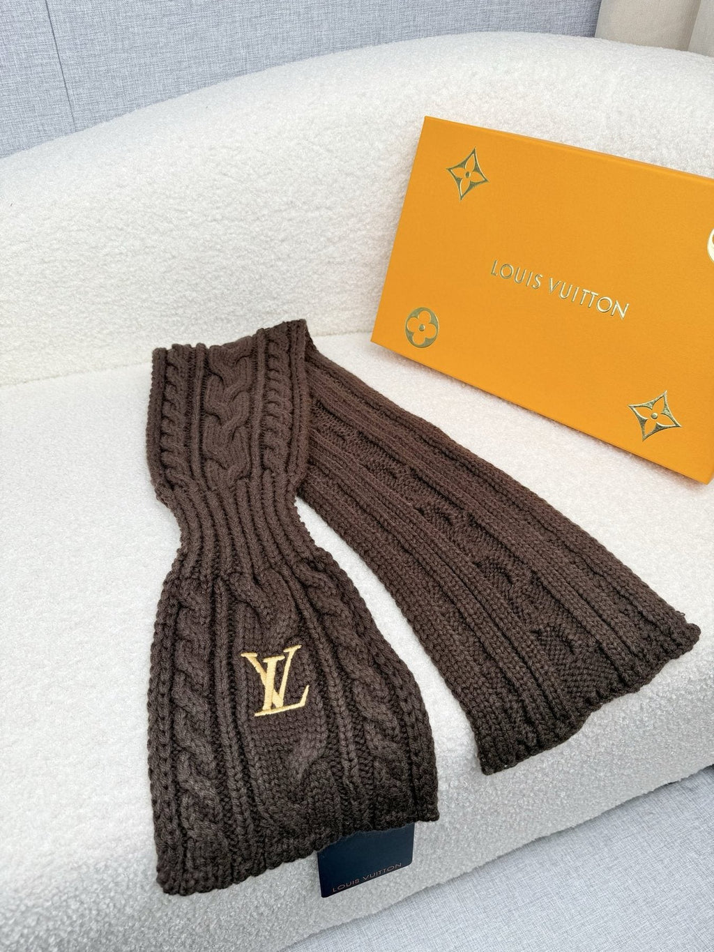 Louis Vuitton Dark Brown Knit Scarf — front