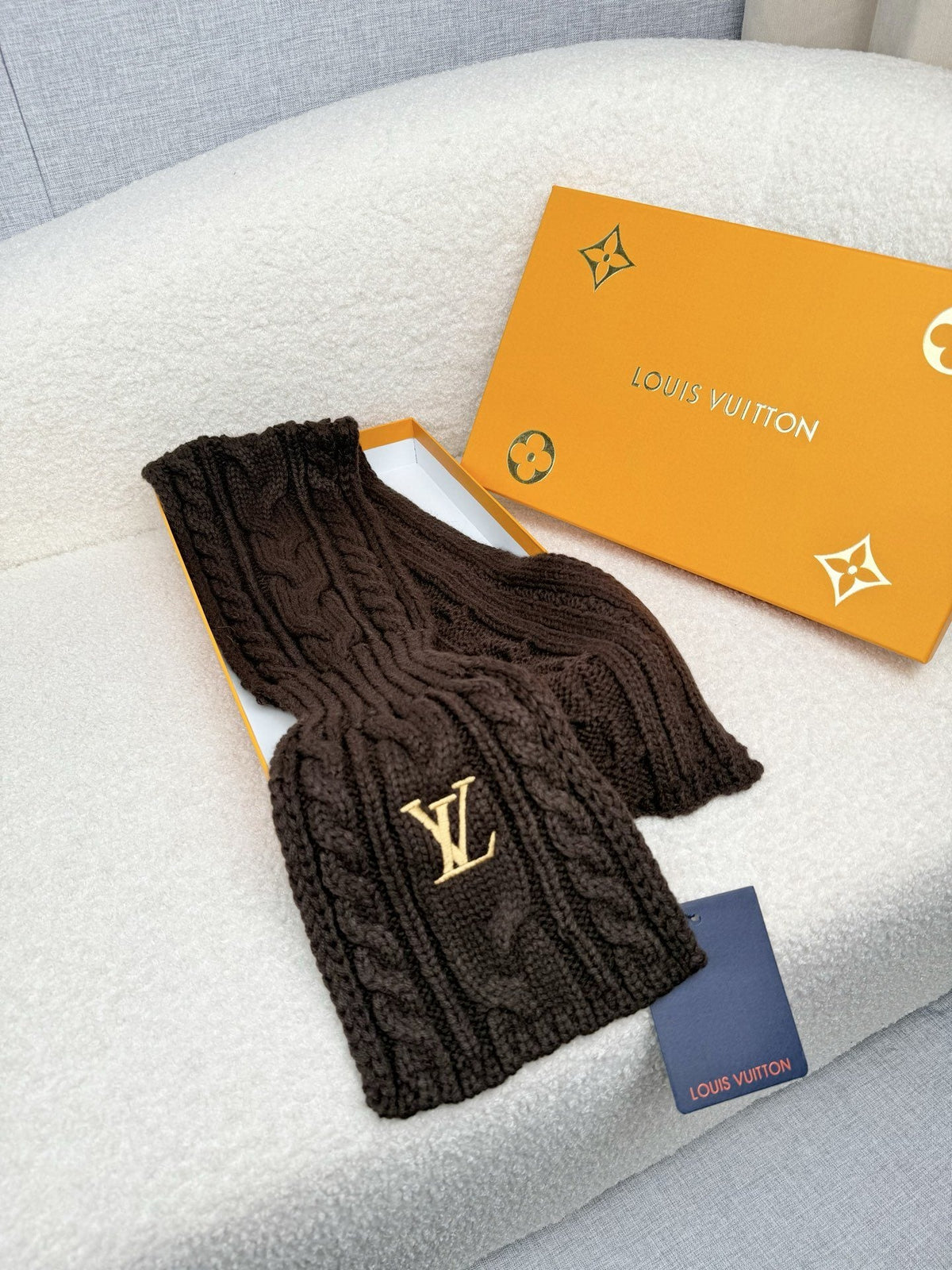 Louis Vuitton Dark Brown Knit Scarf — hero
