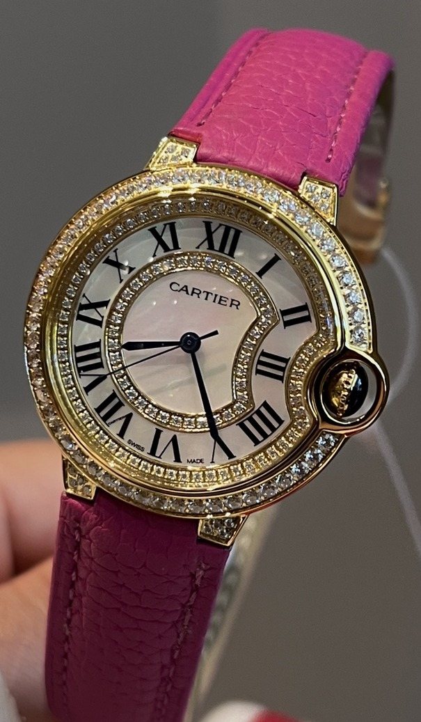 Cartier Pink Gold Strap Watch — front