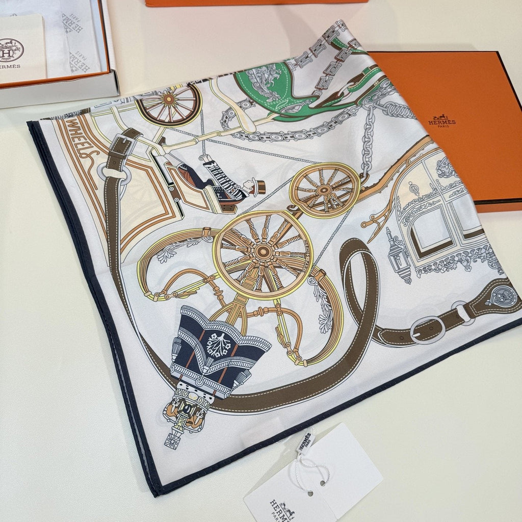 Hermès Carriage Print Silk Scarf — front