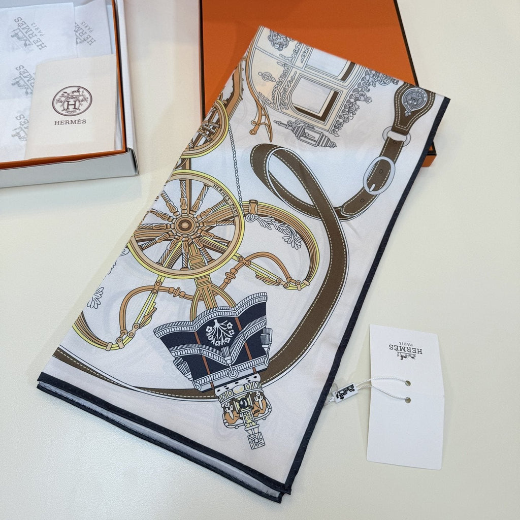 Hermès Carriage Print Silk Scarf — detail