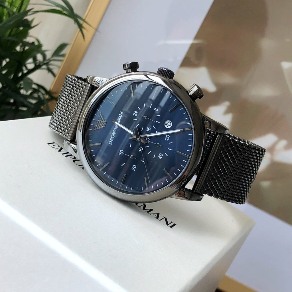 EMPORIO ARMANI Navy Mesh Bracelet Watch — front