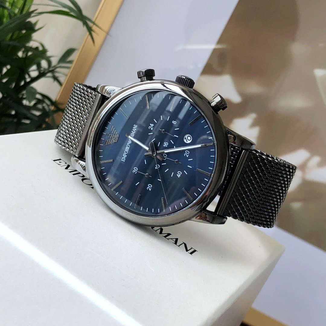 EMPORIO ARMANI Navy Mesh Bracelet Watch — front