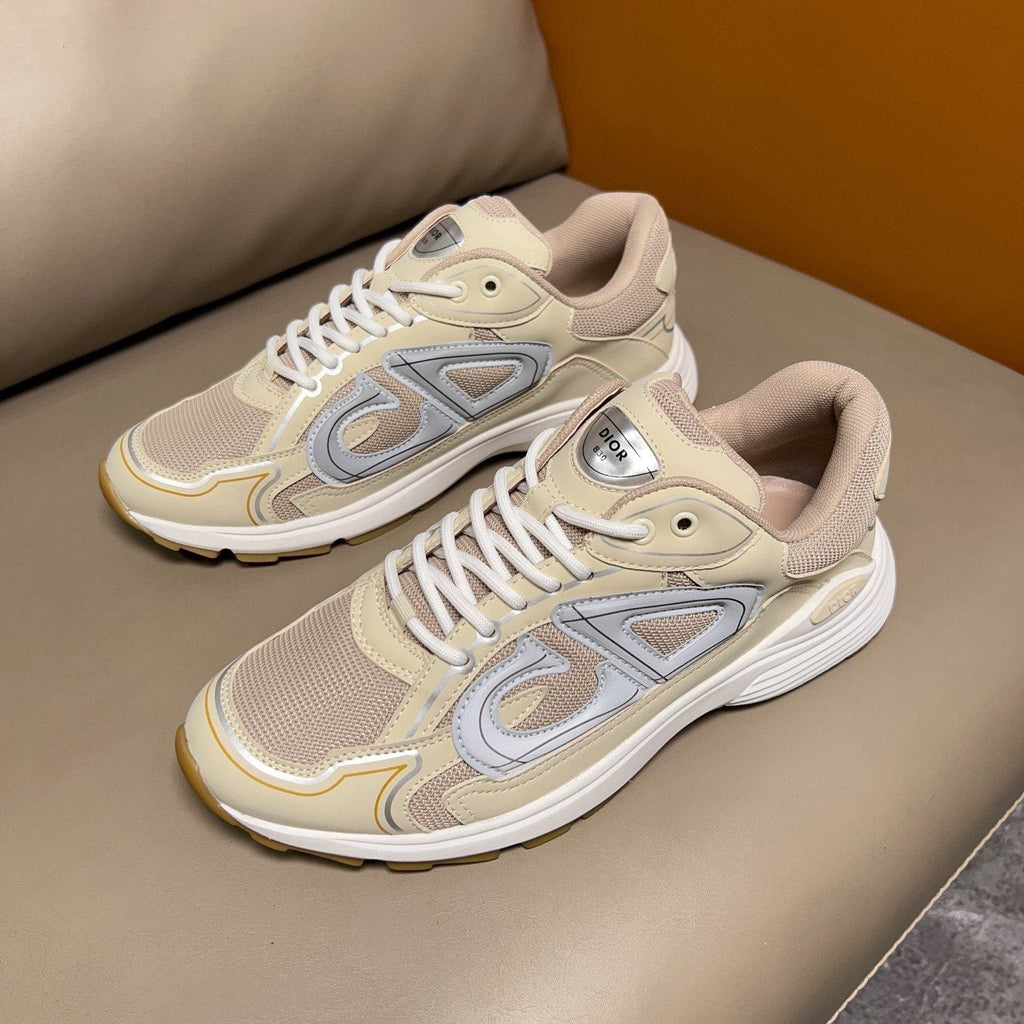 Dior B30 Cream and Gray Sneakers — front