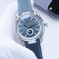 OMEGA Silver Blue Dial Strap Watch — hero