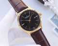 Jaeger-LeCoultre Gold Brown Black Dial Leather Strap Watch — hero
