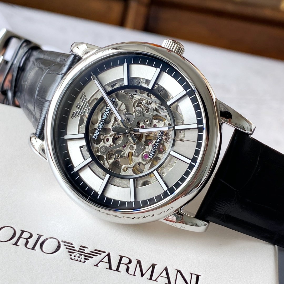 EMPORIO ARMANI Silver Skeleton Watch — front