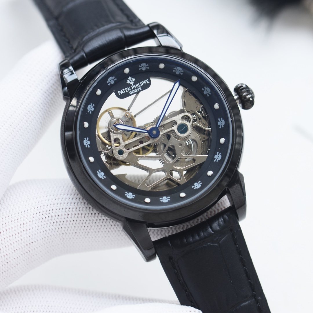 Patek Philippe Black Leather Strap Watch — hero