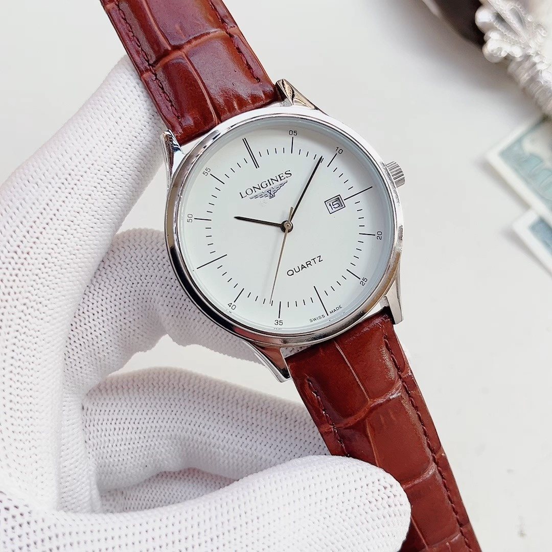 White Dial Brown Strap Watch — hero