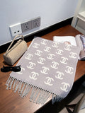 Chanel Interlocking Motif Fringed Scarf — front