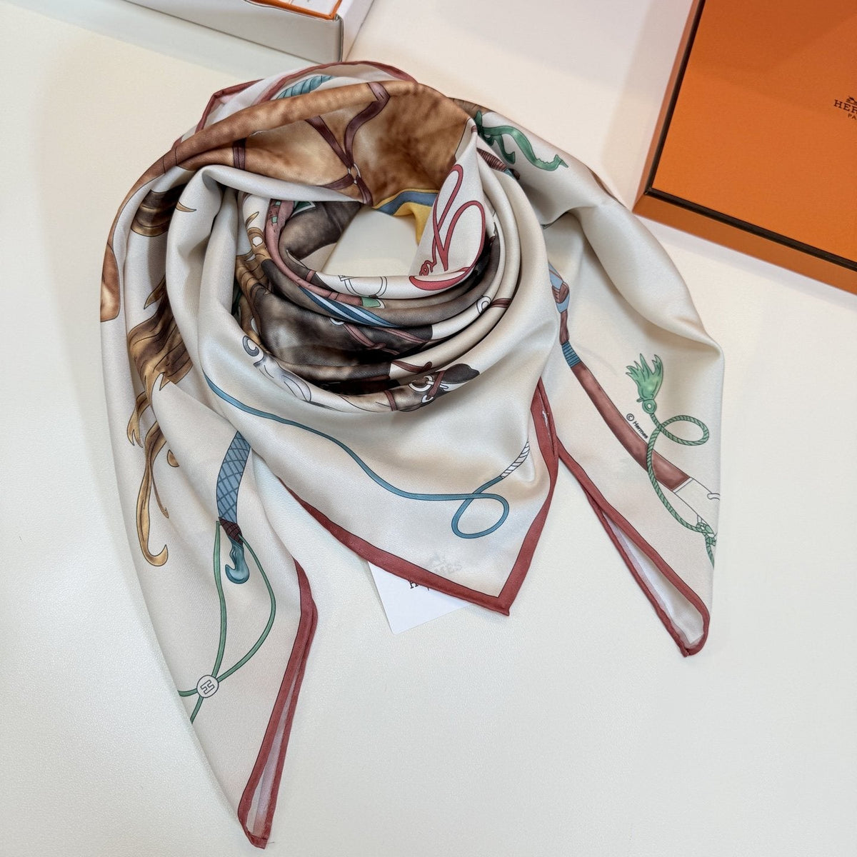 Hermès Equestrian Silk Scarf — detail