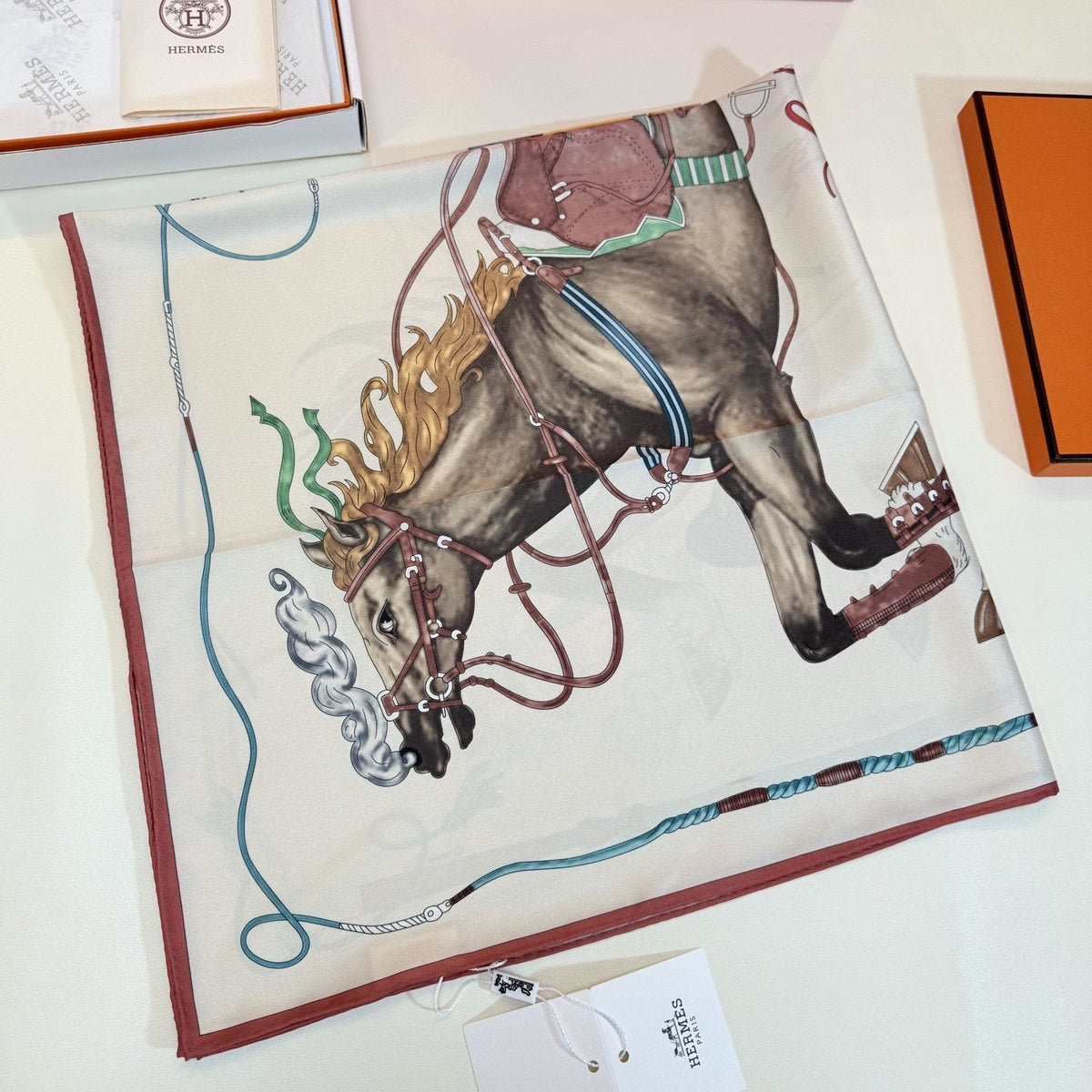 Hermès Equestrian Silk Scarf — detail
