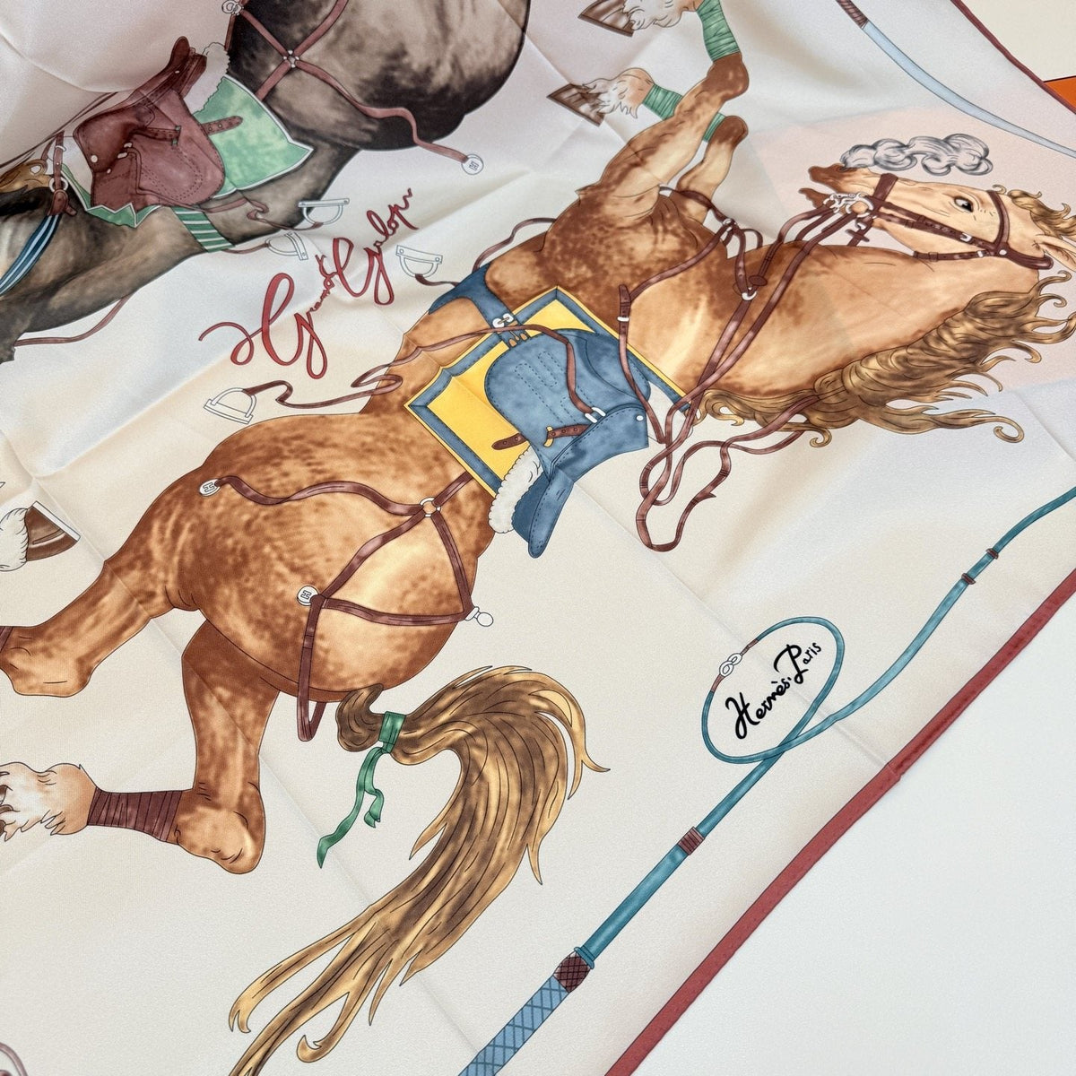 Hermès Equestrian Silk Scarf — detail