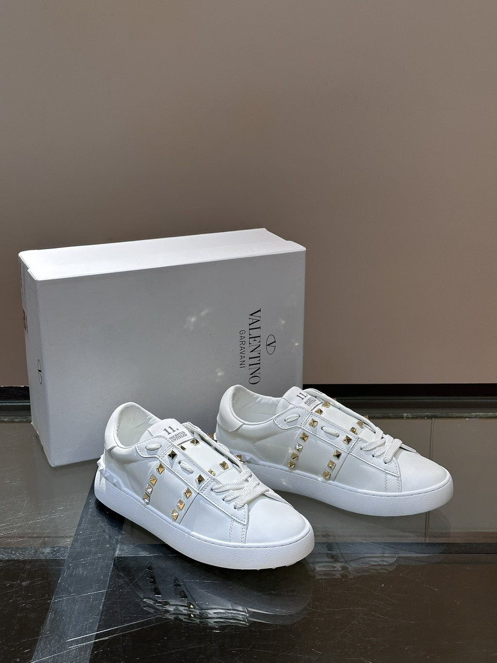 Valentino Gold Stud Low-Top Sneakers — front