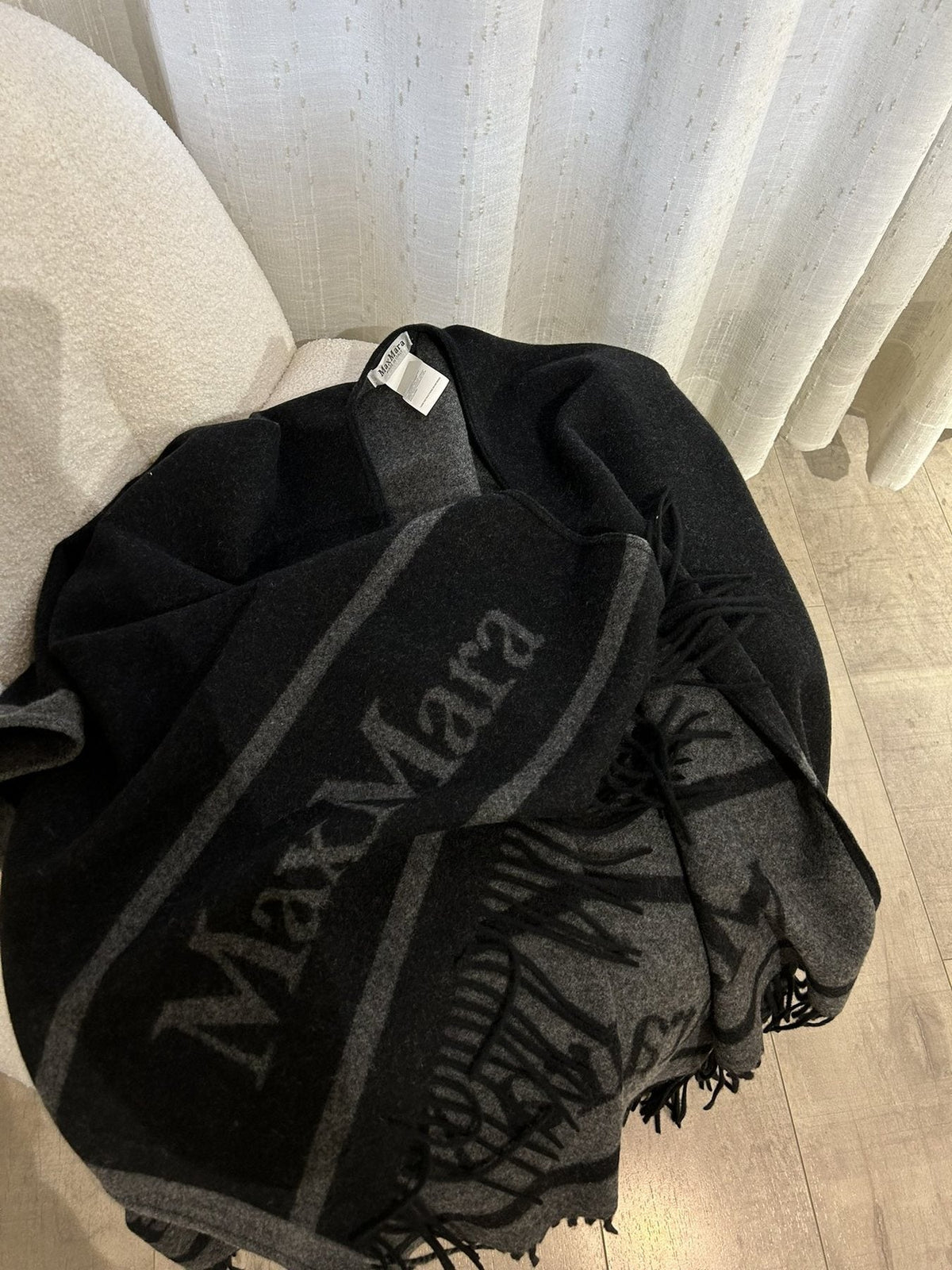 Max Mara Reversible Fringed Wrap Cape — side