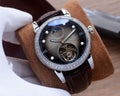 Patek Philippe Silver Brown Black Dial Strap Watch — hero
