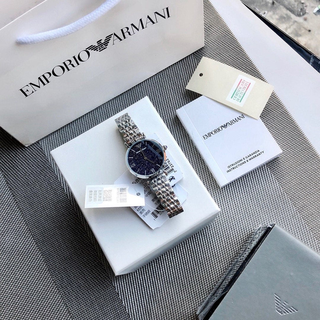 Emporio Armani Navy Dial Two-Tone Bracelet Watch — front