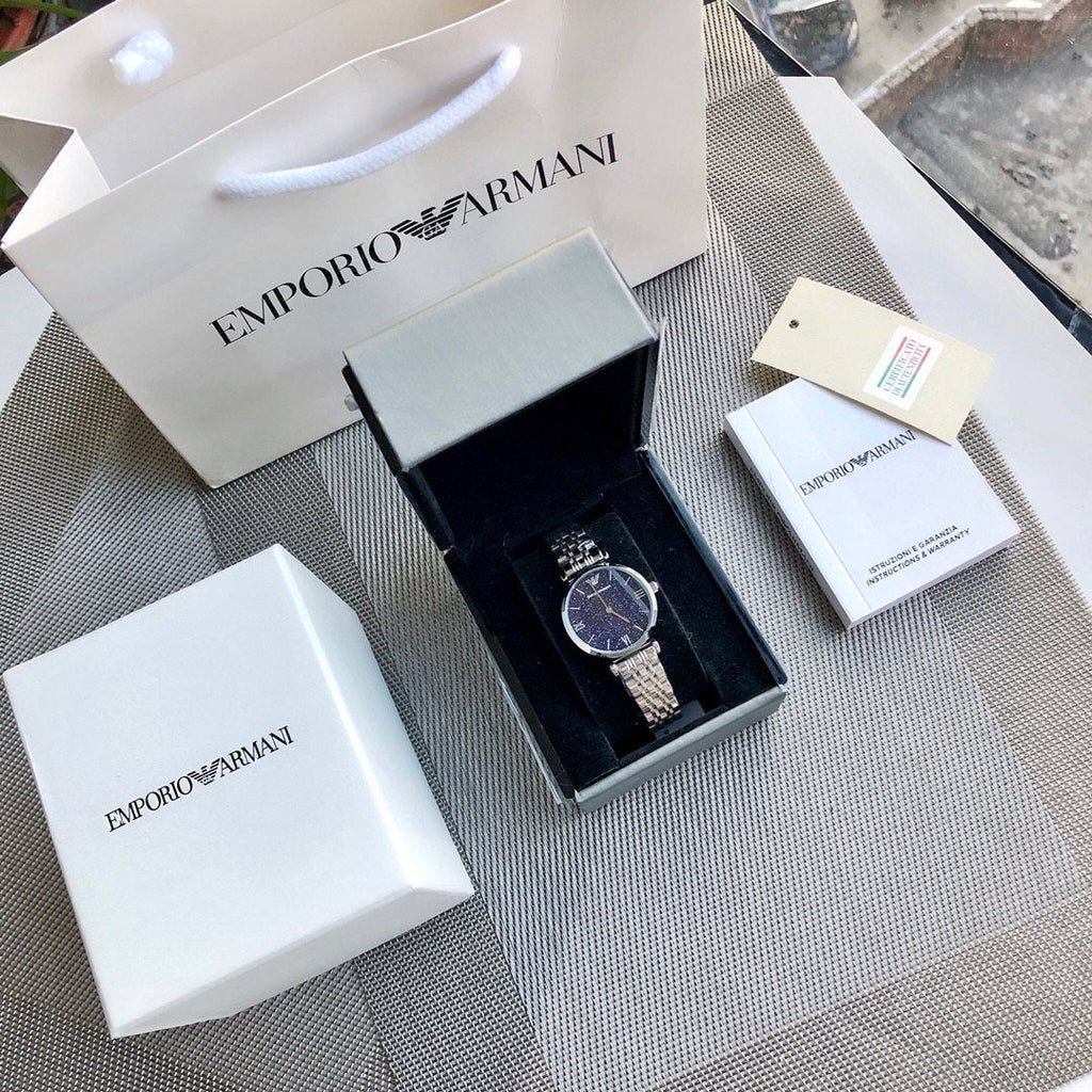 Emporio Armani Navy Dial Two-Tone Bracelet Watch — front