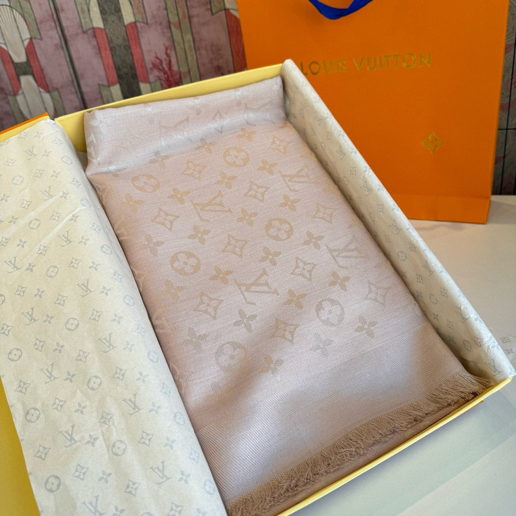 Louis Vuitton Blush Pink Fringed Scarf — front