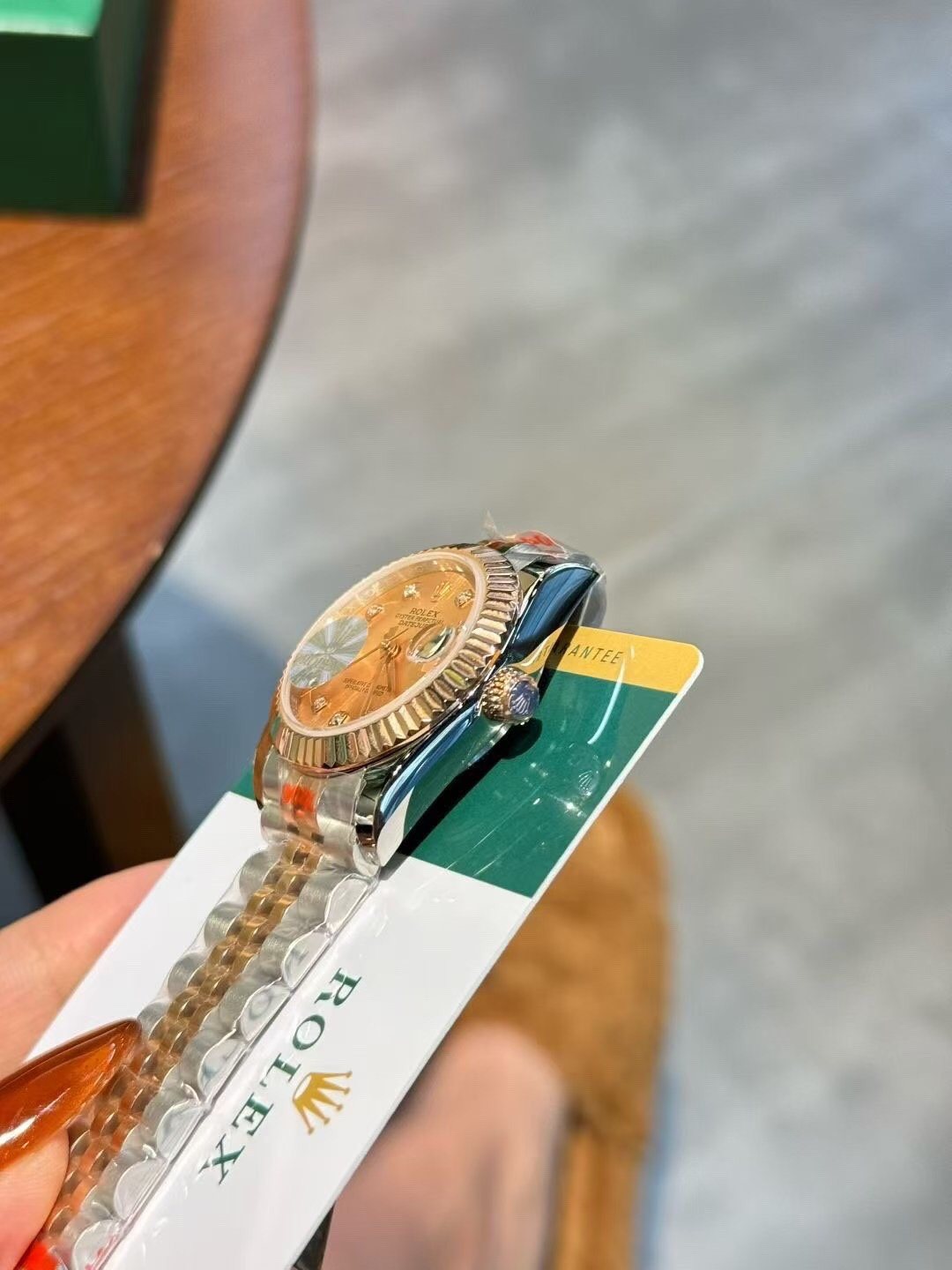 Rolex Two-Tone Champagne Dial Watch — side