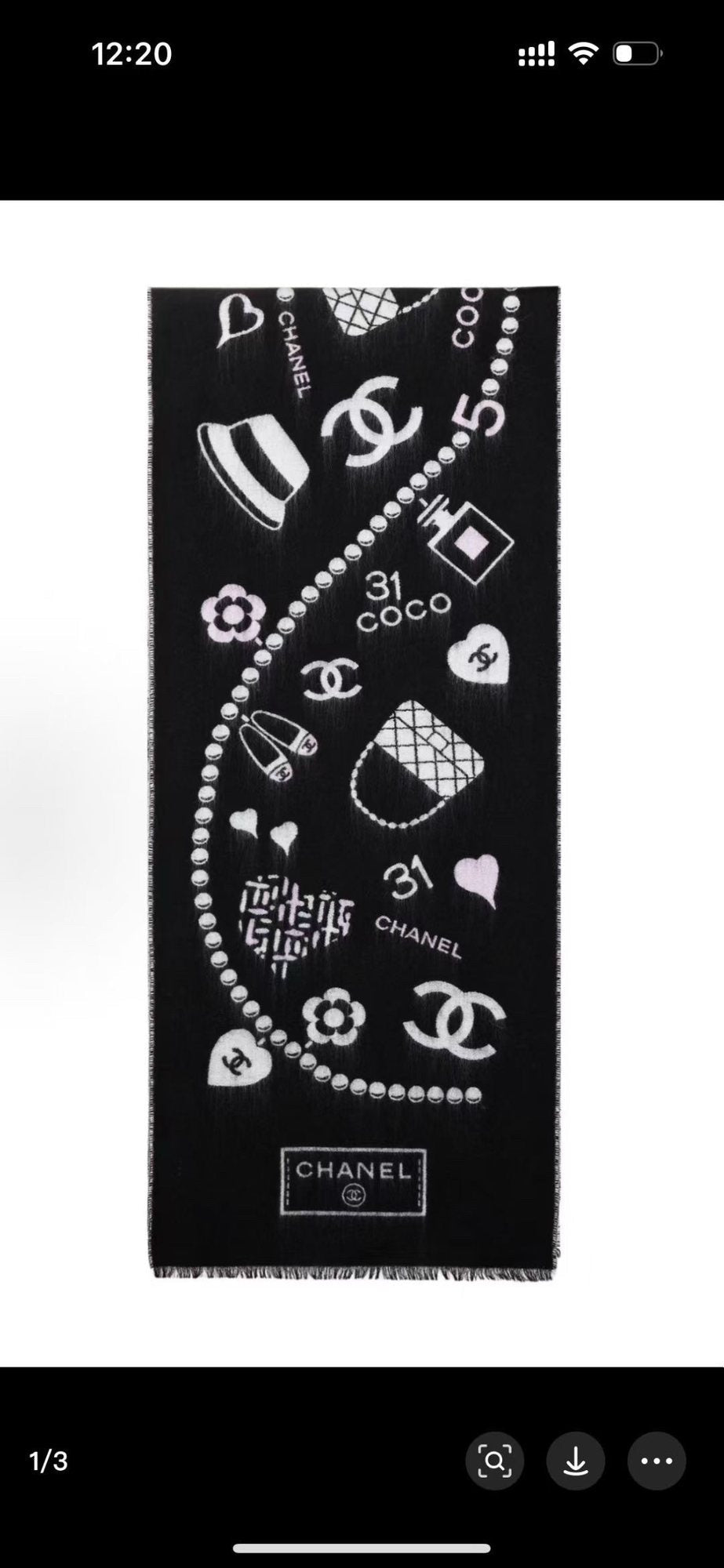 Chanel Black & White Printed Scarf — hero