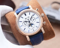 Patek Philippe Rose Gold Blue White Dial Strap Watch — hero