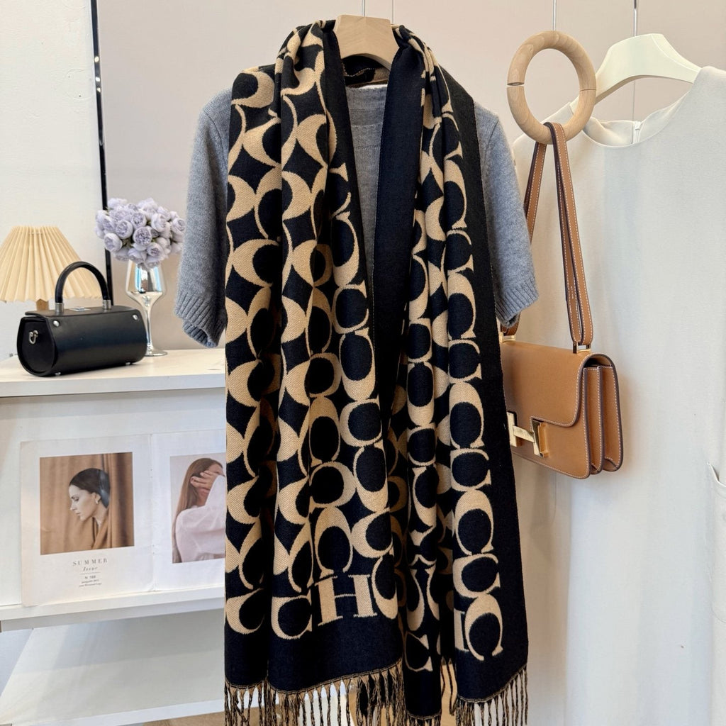 Coach Patterned Fringed Scarf — front