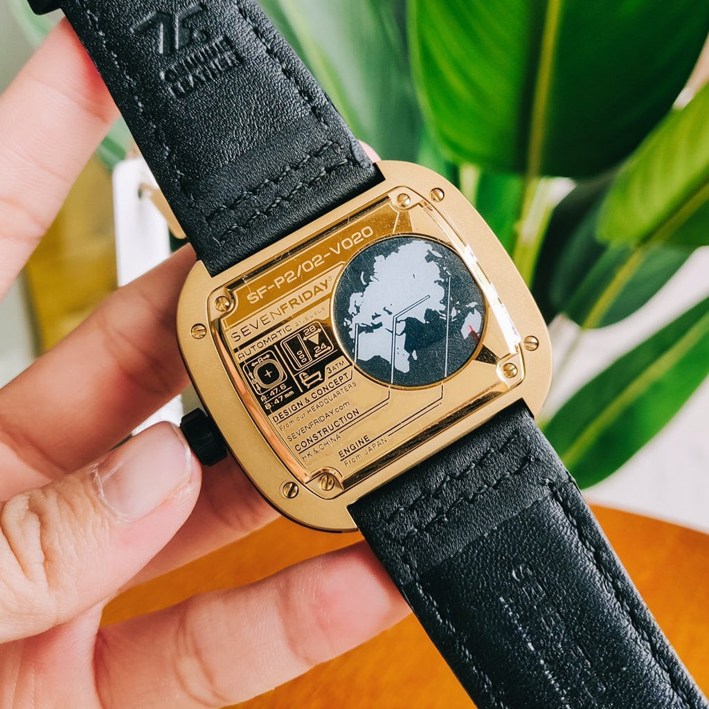 SEVENFRIDAY Black Gold Disc Dial Watch — back