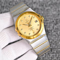 Omega Two Tone Silver Gold Dial Bracelet Watch — hero