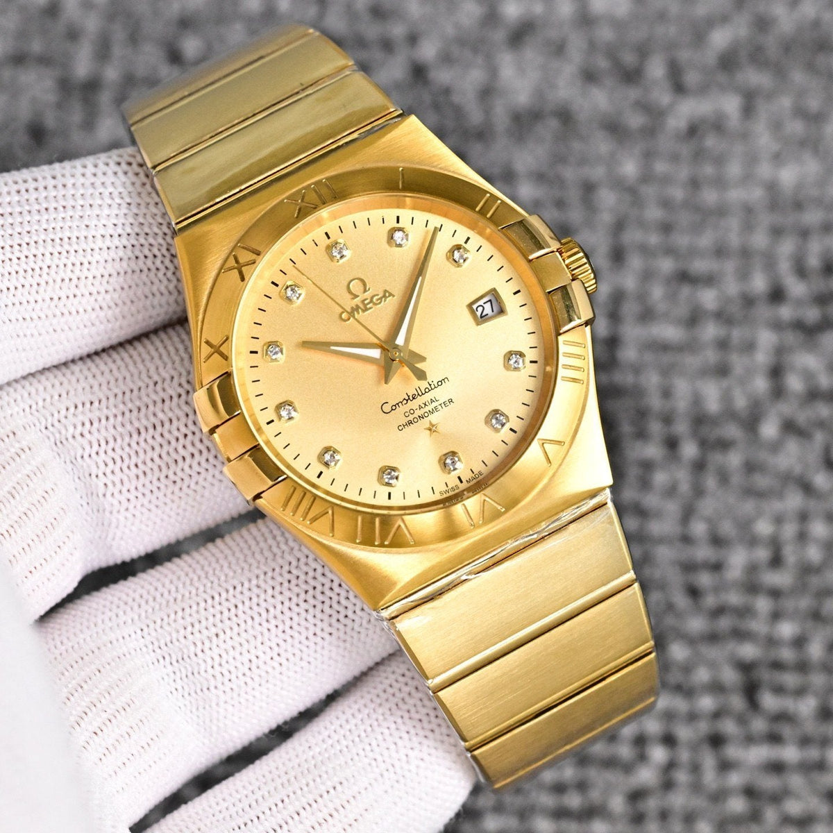 Omega Gold Dial Bracelet Watch — hero