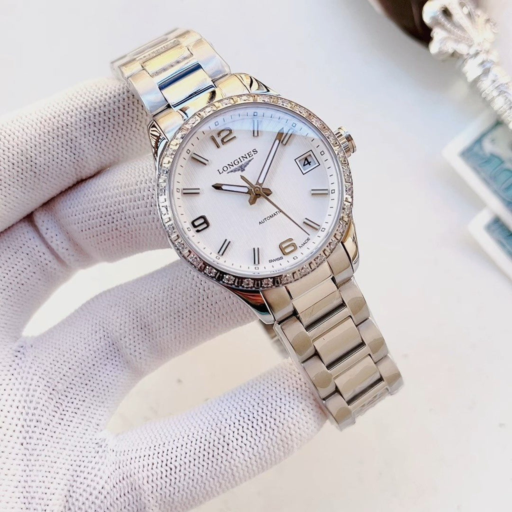 Longines Two-Tone Crystal Bezel Watch — front