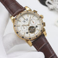 PATEK PHILIPPE Gold Brown White Dial Strap Watch — hero