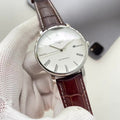 Longines White Dial Brown Leather Strap Watch — hero