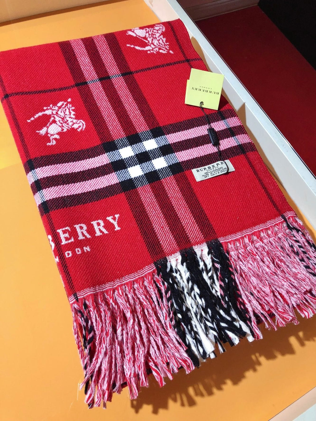 Burberry Plaid Fringed Scarf — detail