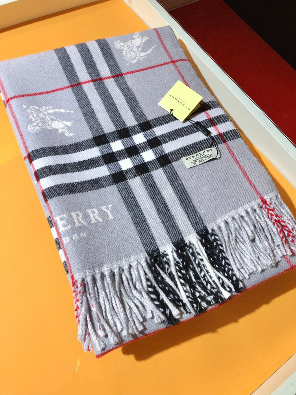 Burberry Plaid Fringed Scarf — detail