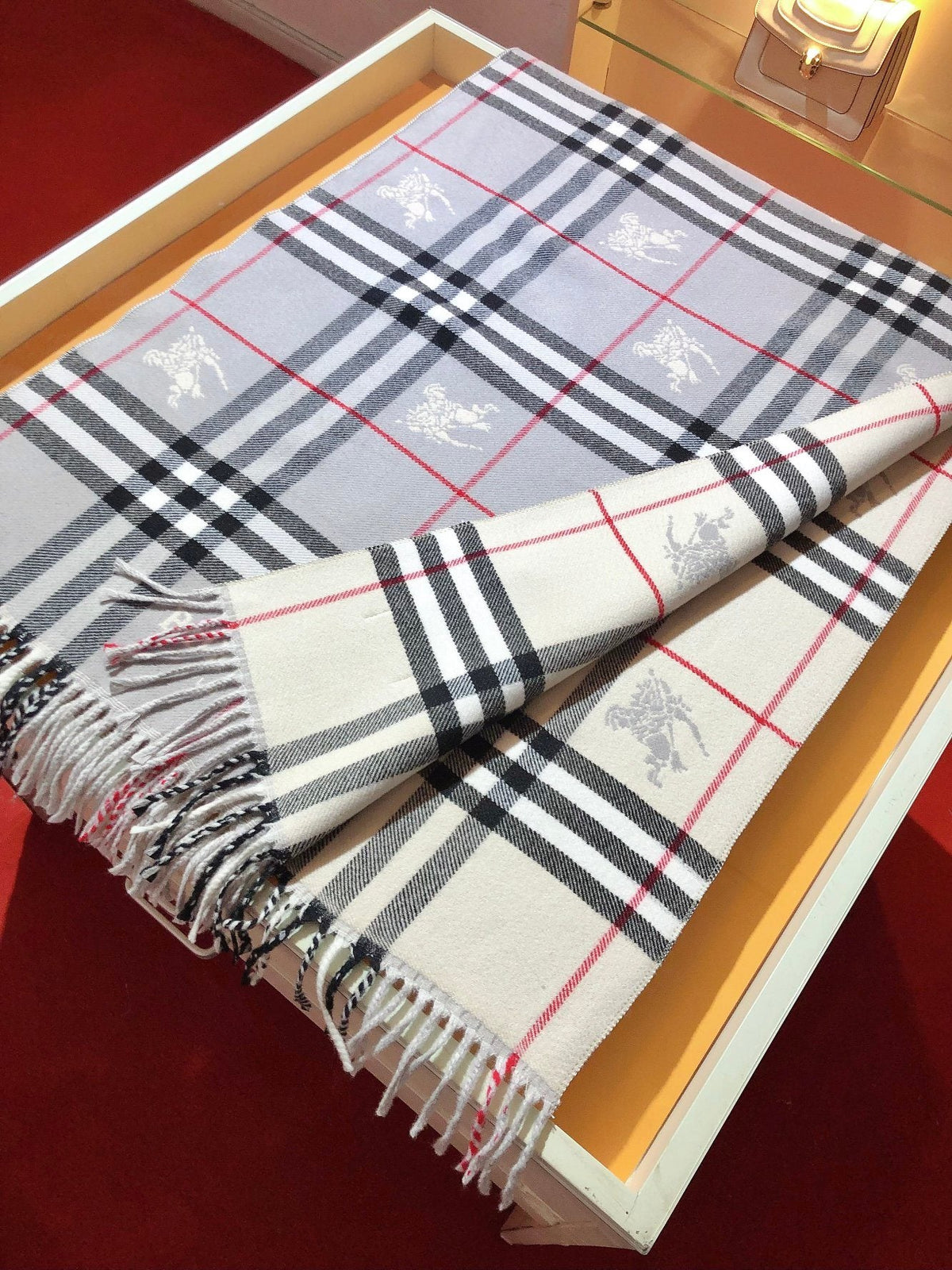 Burberry Plaid Fringed Scarf — detail