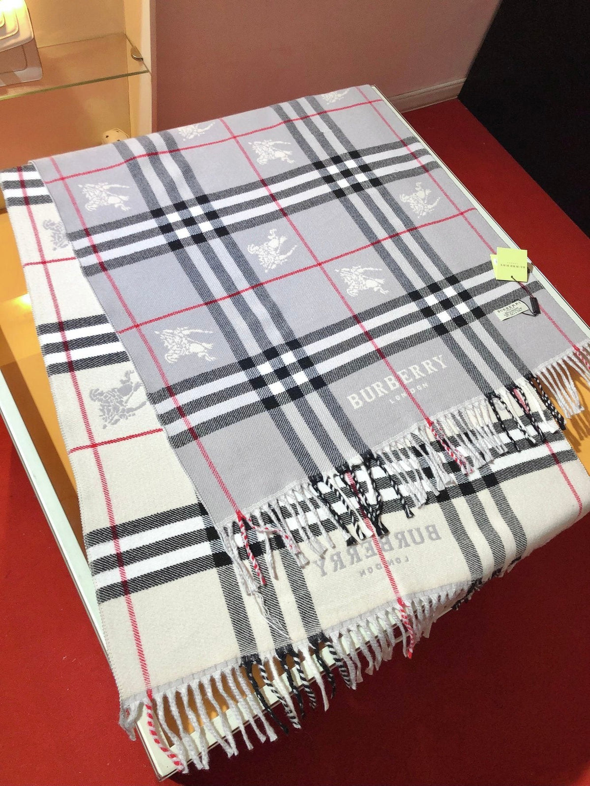 Burberry Plaid Fringed Scarf — detail