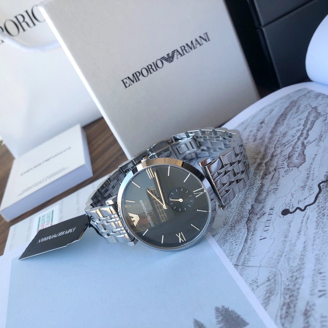 EMPORIO ARMANI Black Dial Bracelet Watch — front