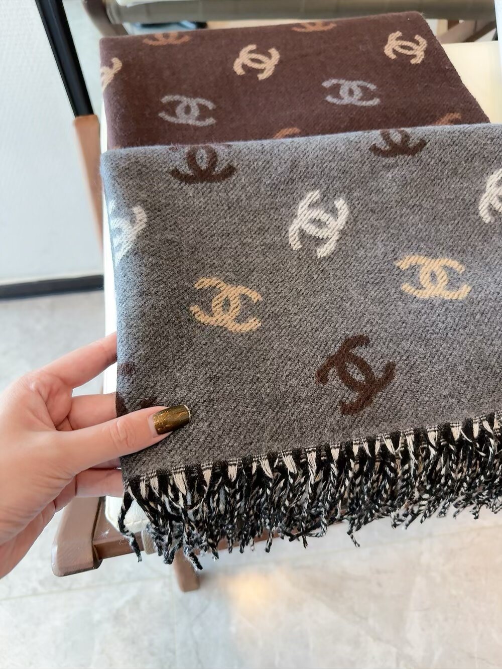 Chanel Reversible Motif Scarf — detail
