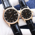 Longines Black Strap Rose Gold Couple Watch Set — hero
