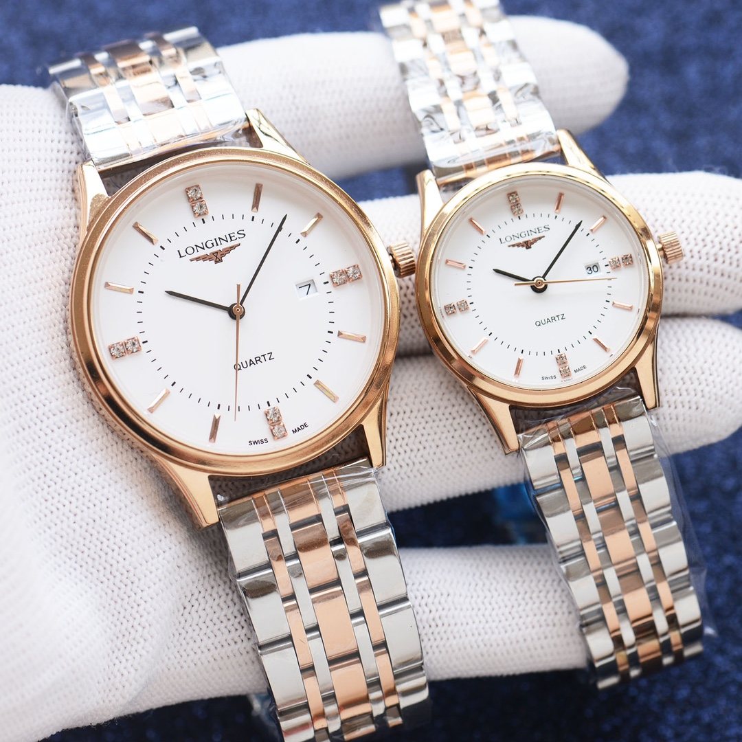 Longines Silver White Dial Bracelet Couple Watch Set — hero