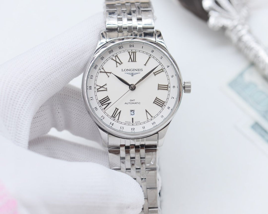 Longines White Silver Bracelet Watch — front